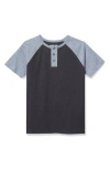 Lands' End Kids'  Boys Short Sleeve Henley T-shirt In Black
