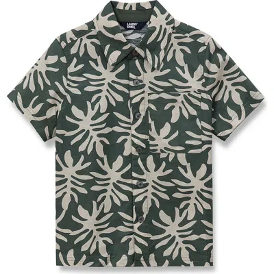 Lands' End Kids'  Boys Short Sleeve Linen Slub Button Down Shirt In Green