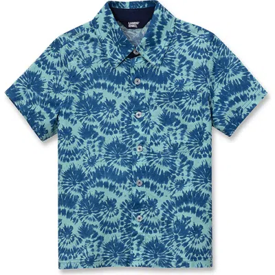 Lands' End Kids'  Boys Short Sleeve Linen Slub Button Down Shirt In Multi