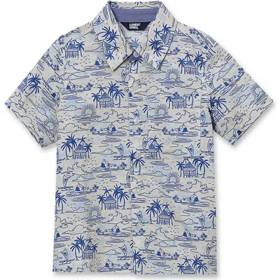 Lands' End Kids'  Boys Short Sleeve Linen Slub Button Down Shirt In Multi