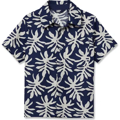 Lands' End Kids'  Boys Short Sleeve Linen Slub Button Down Shirt In Multi