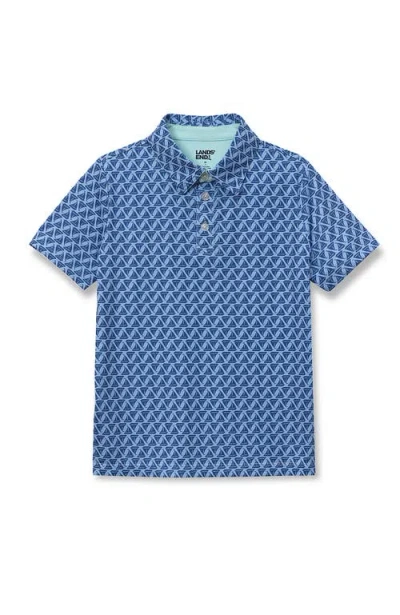Lands' End Kids'  Boys Short Sleeve Performance Polo In Blue