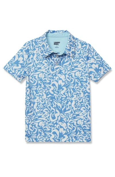 Lands' End Kids'  Boys Short Sleeve Performance Polo In Blue