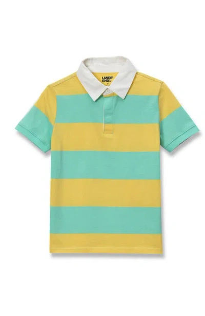 Lands' End Kids'  Boys Short Sleeve Rugby Polo In Multi