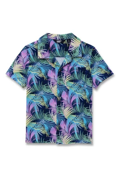 Lands' End Kids'  Boys Short Sleeve Slub Camp Shirt In Multi