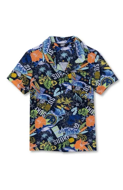 Lands' End Kids'  Boys Short Sleeve Slub Camp Shirt In Multi