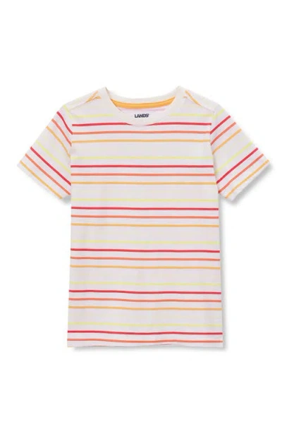 Lands' End Kids'  Boys Short Sleeve Stripe Crewneck Tee In Multi