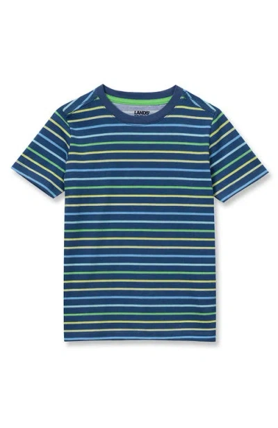 Lands' End Kids'  Boys Short Sleeve Stripe Crewneck Tee In Multi