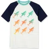 Lands' End Boys Short Sleeve Upf 50 Sun Protection Rash Guard In Beach Glass Sharks