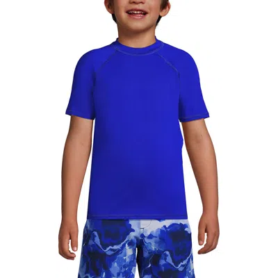 Lands' End Kids'  Boys Short Sleeve Upf 50 Sun Protection Rash Guard In Blue