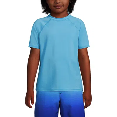 Lands' End Kids'  Boys Short Sleeve Upf 50 Sun Protection Rash Guard In Blue