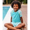 Lands' End Kids'  Boys Short Sleeve Upf 50 Sun Protection Rash Guard In Blue