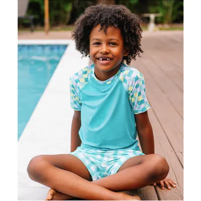 Lands' End Kids'  Boys Short Sleeve Upf 50 Sun Protection Rash Guard In Blue