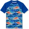 Lands' End Kids'  Boys Short Sleeve Upf 50 Sun Protection Rash Guard In Blue