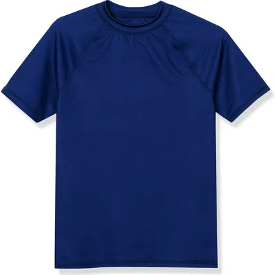 Lands' End Kids'  Boys Short Sleeve Upf 50 Sun Protection Rash Guard In Deep Sea Navy