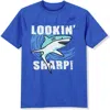 Lands' End Kids'  Boys Short Sleeve Upf 50 Sun Protection Rash Guard In Electric Blue Shark