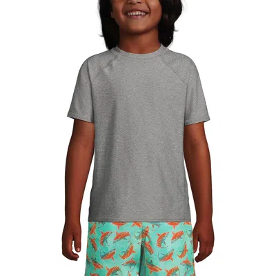 Lands' End Kids'  Boys Short Sleeve Upf 50 Sun Protection Rash Guard In Gray