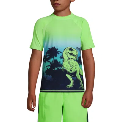 Lands' End Kids'  Boys Short Sleeve Upf 50 Sun Protection Rash Guard In Green