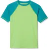 Lands' End Kids'  Boys Short Sleeve Upf 50 Sun Protection Rash Guard In Green