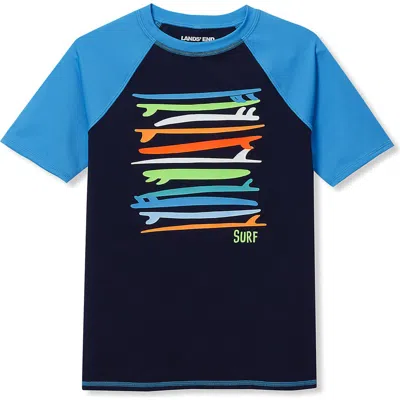 Lands' End Kids'  Boys Short Sleeve Upf 50 Sun Protection Rash Guard In Multi