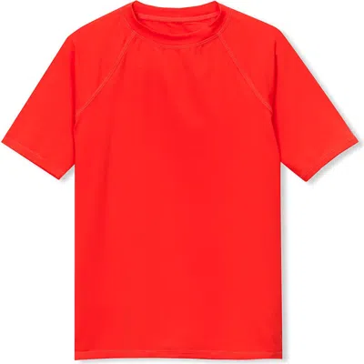 Lands' End Kids'  Boys Short Sleeve Upf 50 Sun Protection Rash Guard In Red