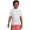 Lands' End Kids'  Boys Short Sleeve Upf 50 Sun Protection Rash Guard In White
