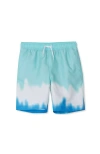 LANDS' END LANDS' END BOYS SLIM PRINTED VOLLEY SWIM TRUNKS