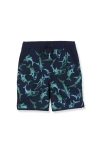 Lands' End Kids'  Boys Slim Stretch Hydroliner Swim Trunks In Green Sharks