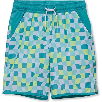 Lands' End Kids'  Boys Stretch Hydroliner Sport Swim Trunk In Green