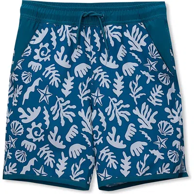 Lands' End Kids'  Boys Stretch Hydroliner Sport Swim Trunk In Multi