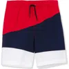 Lands' End Kids'  Boys Stretch Hydroliner Sport Swim Trunk In Americana Colorblock