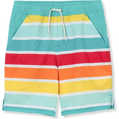 Lands' End Kids'  Boys Stretch Hydroliner Sport Swim Trunk In Beach Stripe