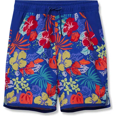 Lands' End Kids'  Boys Stretch Hydroliner Sport Swim Trunk In Multi