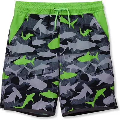 Lands' End Kids'  Boys Stretch Hydroliner Sport Swim Trunk In Multi