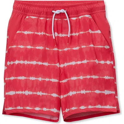 Lands' End Kids'  Boys Stretch Hydroliner Sport Swim Trunk In Red