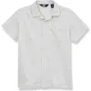 Lands' End Boys Terry Knit Button Down Shirt In Snow White Heather
