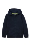 Lands' End Boys Texture Knit Zip Up Hoodie In Blue