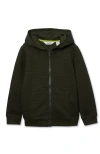 Lands' End Kids'  Boys Texture Knit Zip Up Hoodie In Green