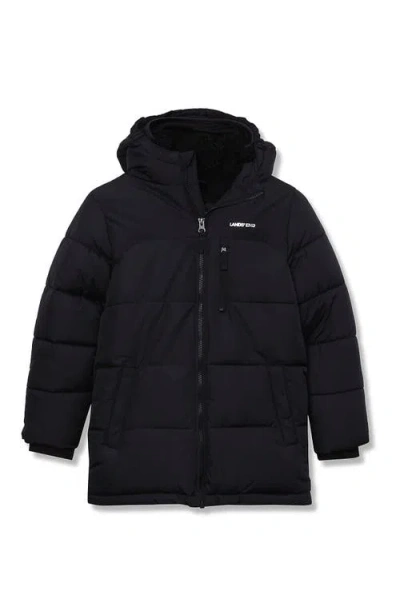 Lands' End Kids'  Boys Water Resistant High Pile Lined Coat In Black