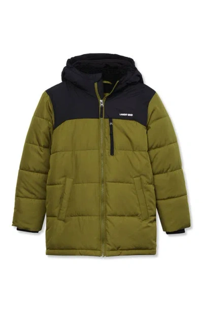 Lands' End Kids'  Boys Water Resistant High Pile Lined Coat In Green
