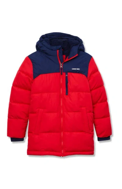 Lands' End Kids'  Boys Water Resistant High Pile Lined Coat In Red