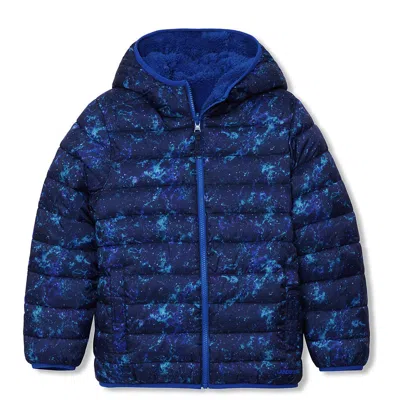 Lands' End Kids'  Boys Water Resistant Reversible Hooded Jacket In Blue