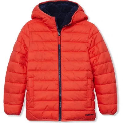 Lands' End Kids'  Boys Water Resistant Reversible Hooded Jacket In Red