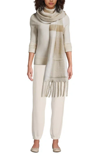Lands' End Brushed Blanket Scarf In Neutral
