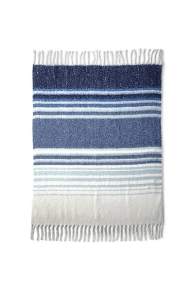 Lands' End Brushed Cashtouch Throw Blanket In Blue