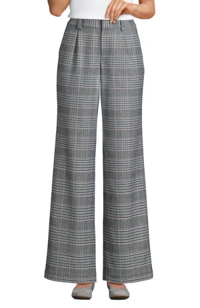 Lands' End Brushed Flannel High Rise Pleated Wide Leg Pants In Gray