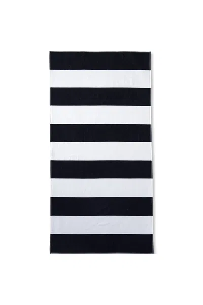 Lands' End Cabana Stripe Beach Towel In Black