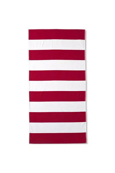 Lands' End Cabana Stripe Beach Towel In Red