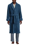 Lands' End Calf Length Turkish Terry Robe In Evening Blue
