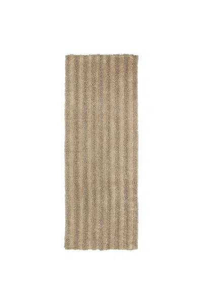 Lands' End Cannon Cotton Striped Reversible Soft-touch Bath Rug Runner In Brown